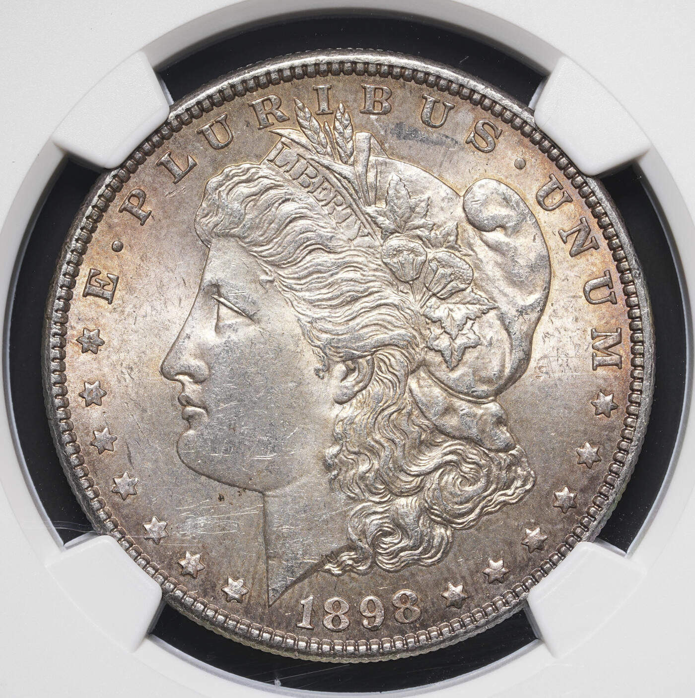 修遠堂世界钱币第四十期 全场包邮 五彩 NGC MS63 1898年摩根大银币
