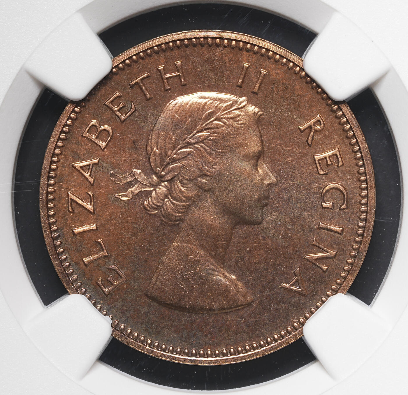 修遠堂世界钱币第四十期 全场包邮 NGC PF66RB 1958年南非1/2便士精制铜币 仅铸造985枚