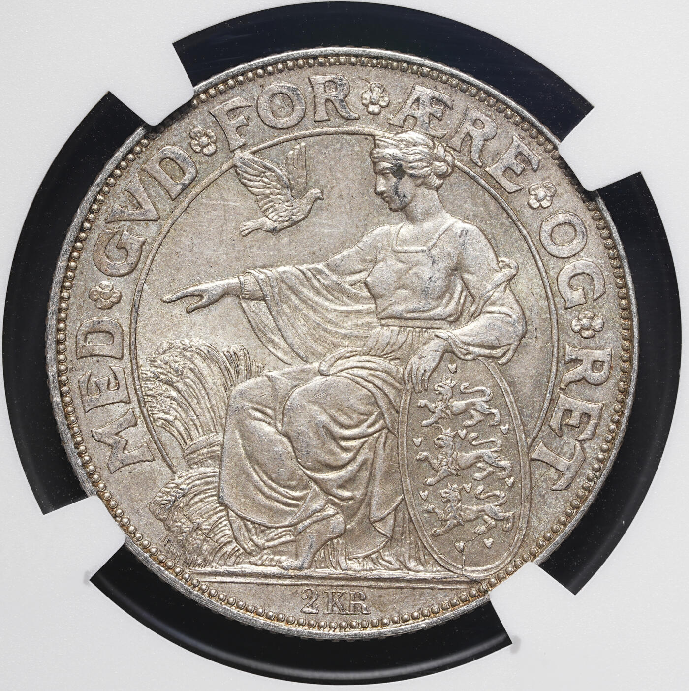 修遠堂世界钱币第四十期 全场包邮 NGC MS64 1903年丹麦国王登基40周年纪念2克朗银币