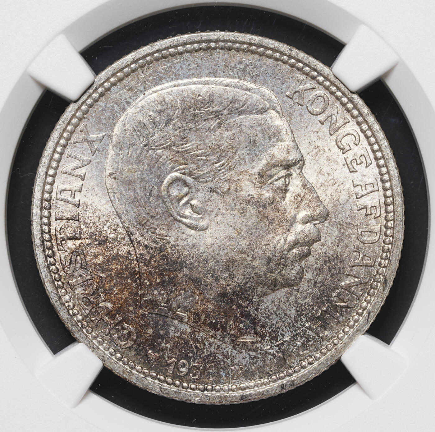 修遠堂世界钱币第四十期 全场包邮 NGC MS65 1930年丹麦国王60大寿纪念2克朗银币