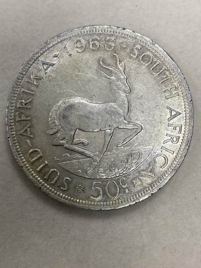 康怡轩钱币【世界各国老硬币银币专场】第228期  - 1963年南非范里贝克50分银币