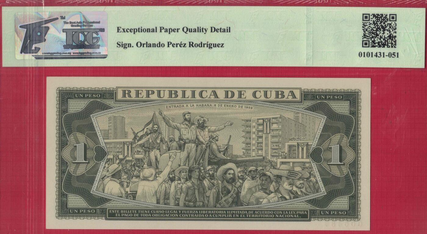 古巴1968年1比索 P-102s1 样钞(票样 样票) 全0号 实物图 UNC 评级币66EPQD