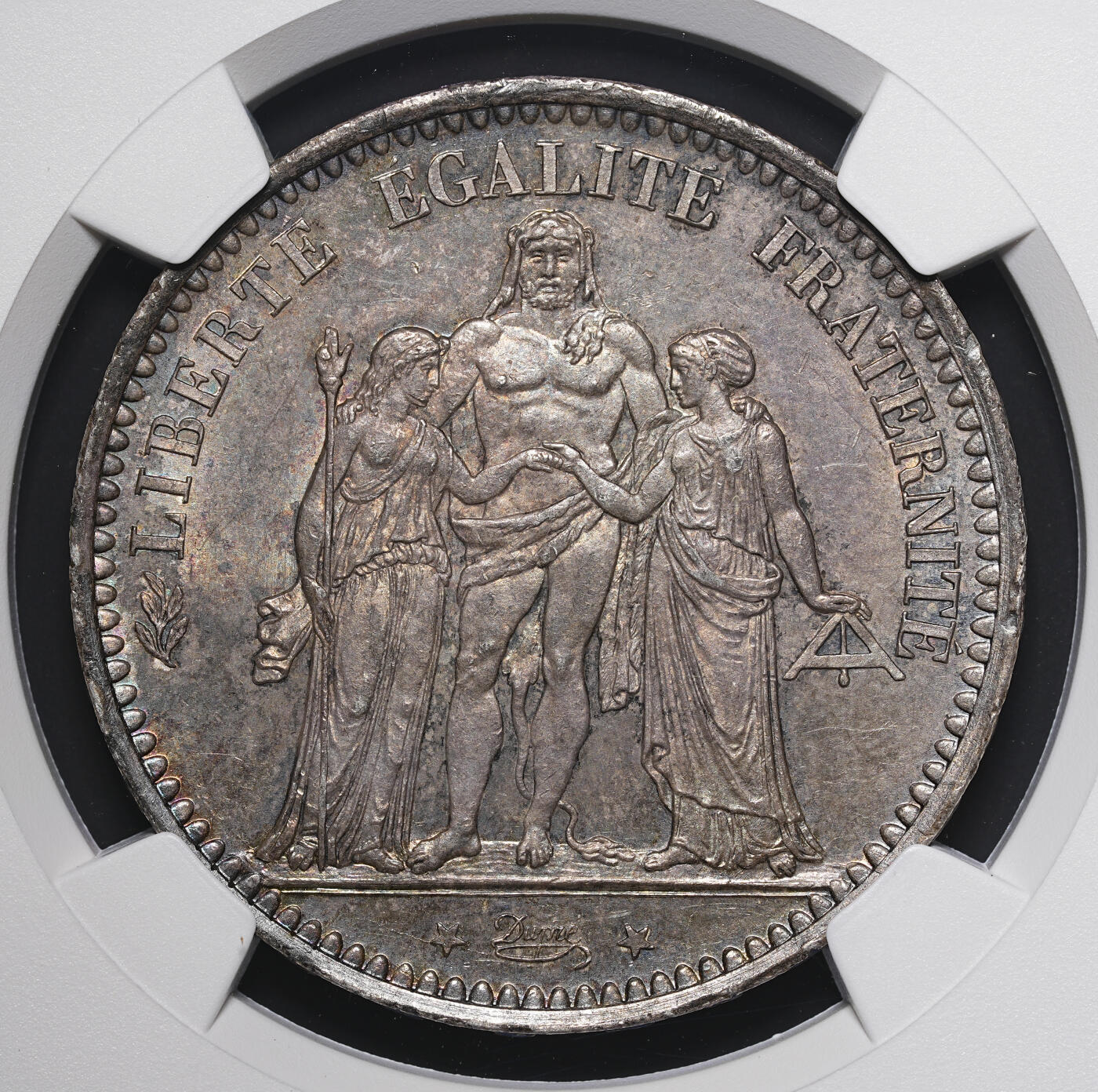修遠堂世界钱币第四十期 全场包邮 五彩 NGC MS63 1873年法国大力神5法郎大银币 A厂铭