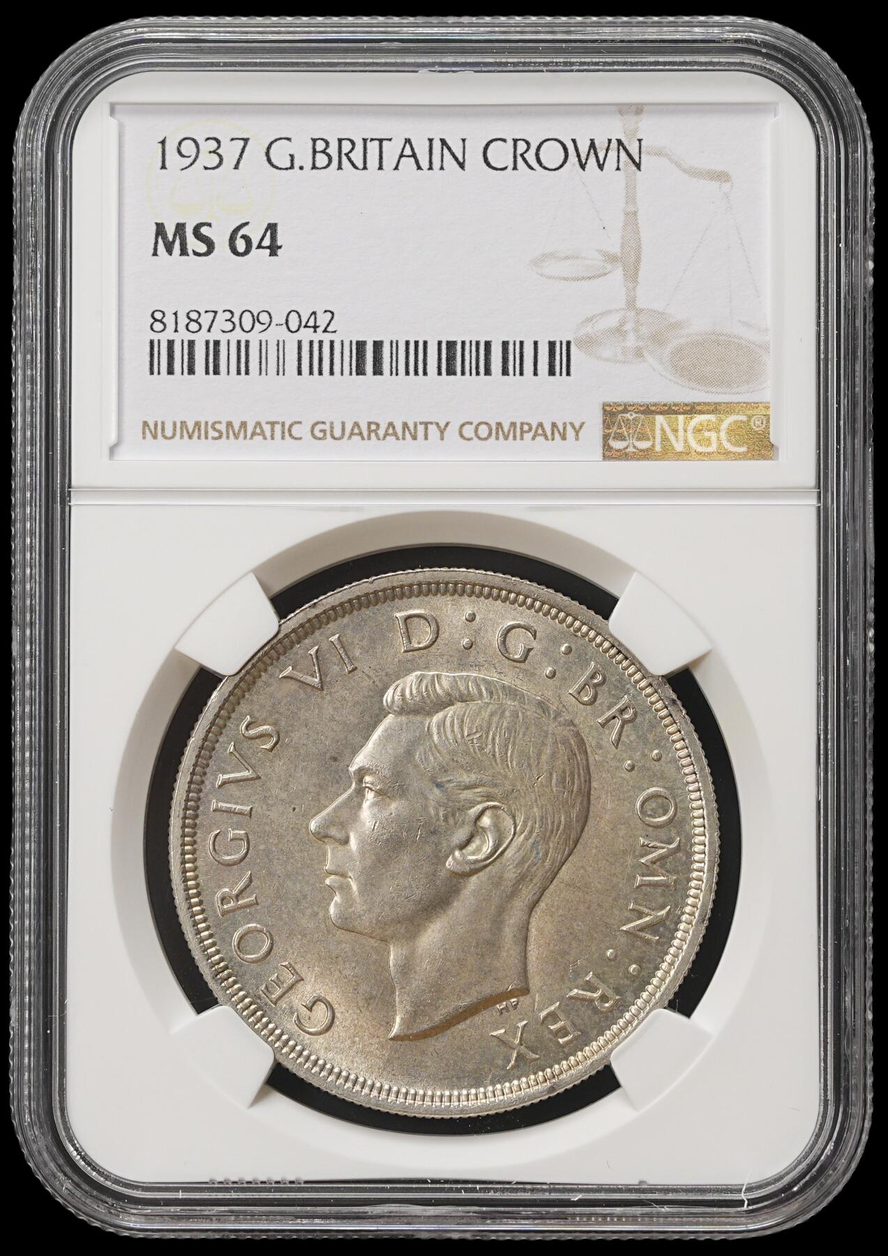 修遠堂世界钱币第四十期 全场包邮 NGC MS64 1937年英国1克朗大银币