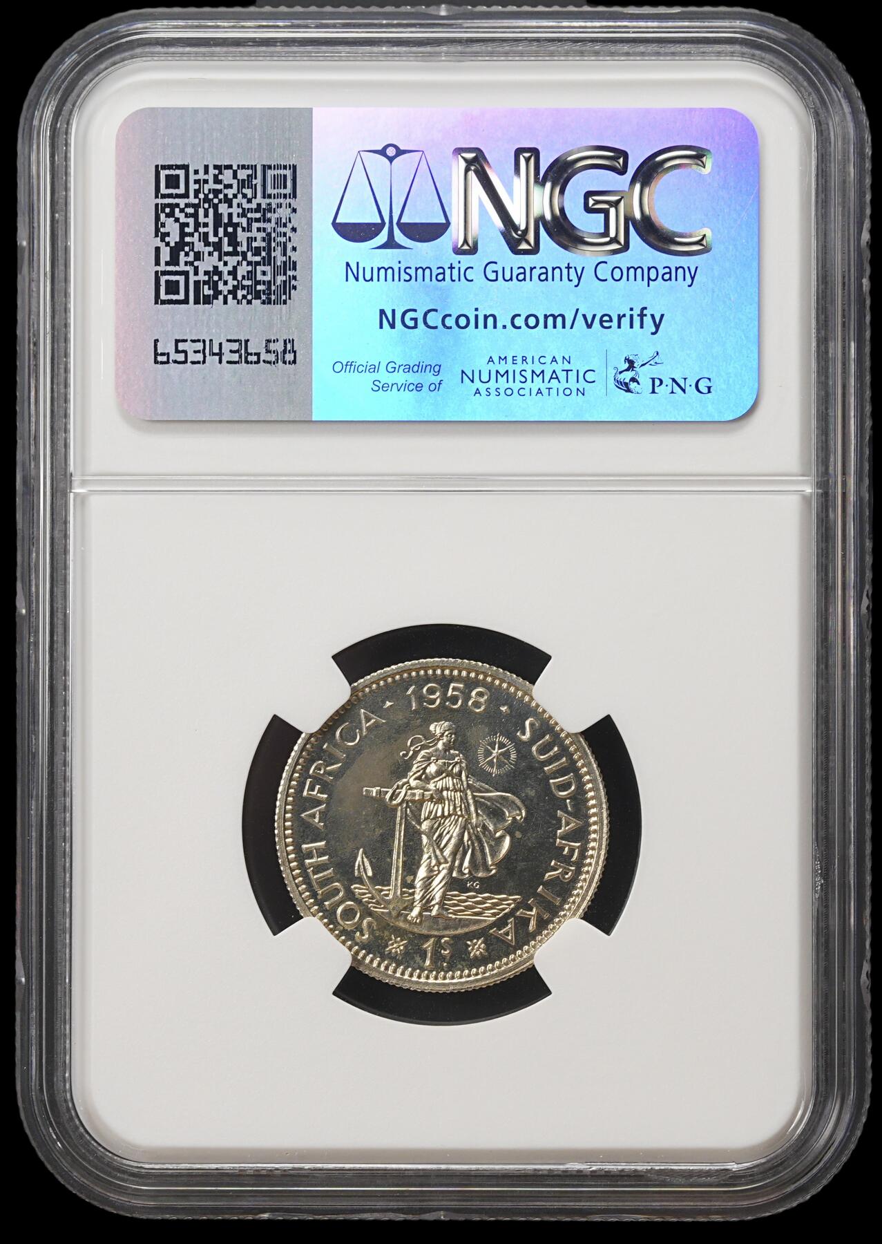 修遠堂世界钱币第四十期 全场包邮 NGC PF66 1958年南非1先令精制银币 仅铸造985枚