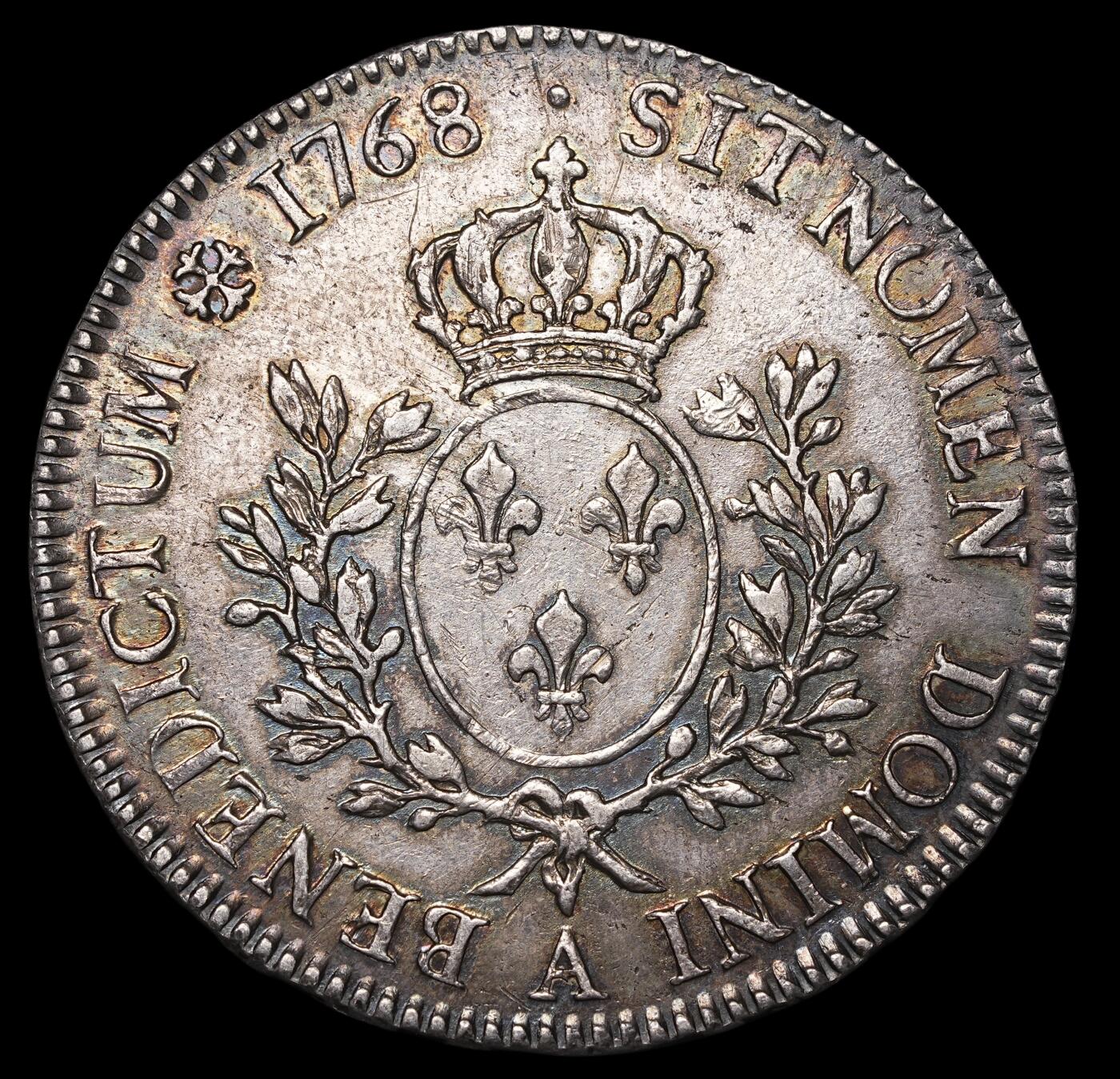 修遠堂世界钱币第四十期 全场包邮 AU品 1768年法国1埃居大银币 路易十五 A厂铭