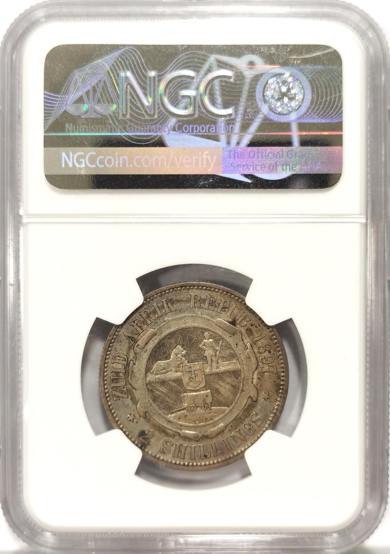博洋堂世界钱币拍卖第092期（全场包邮） NGC XF45 南非1897年2先令银币，比较少见，状态不错