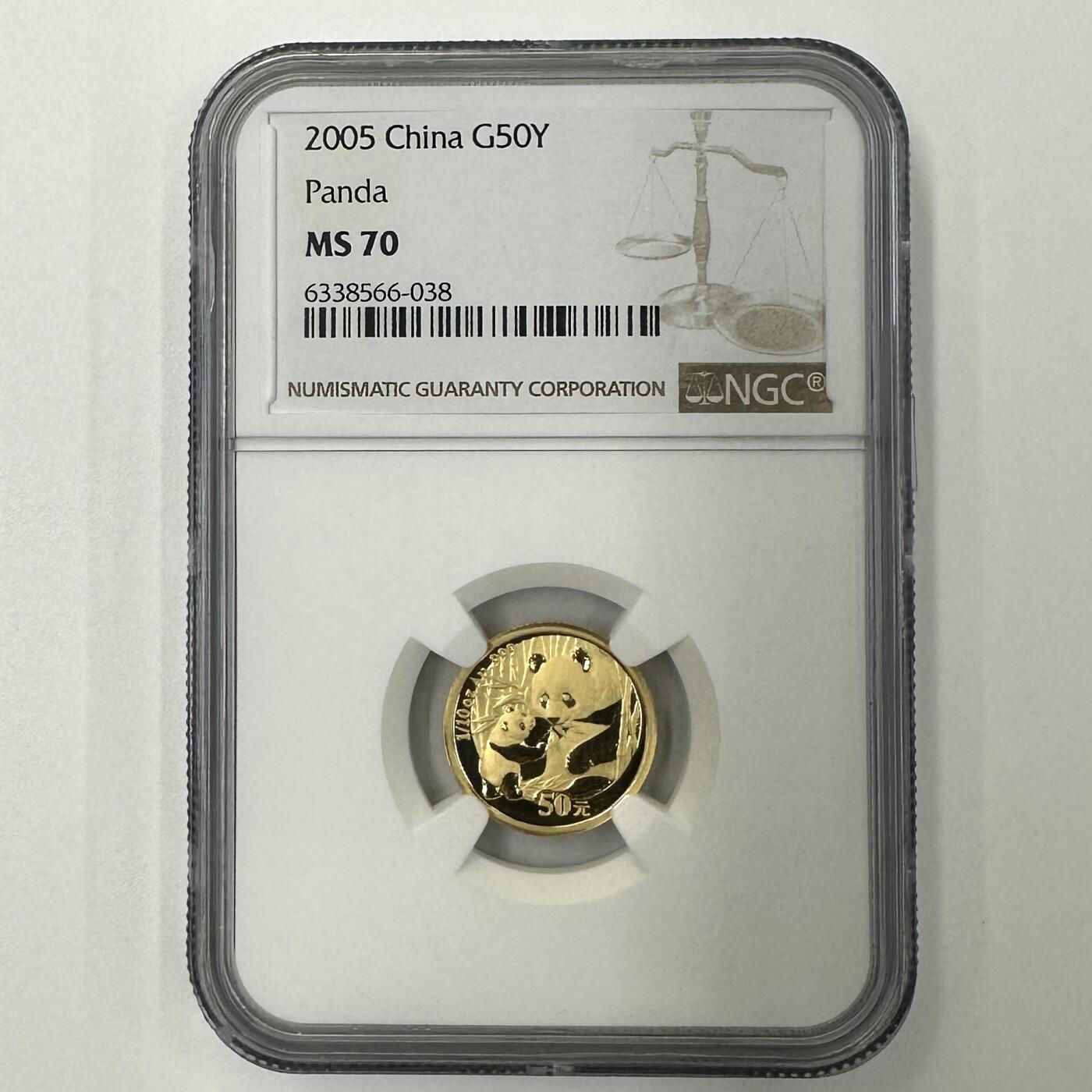 【金钰满堂钱币】拍卖第二十八期 金银币NGC评级币 纪念章 龙钞 2005年熊猫金币1/10盎司NGC70分 