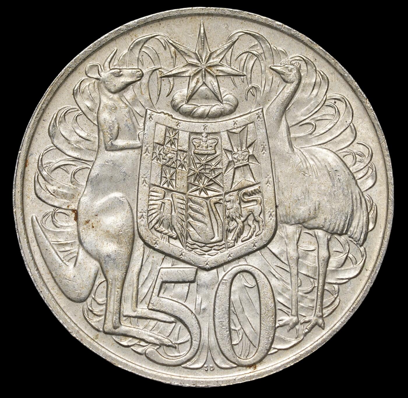 修遠堂世界钱币第四十期 全场包邮 1966年澳大利亚50分银币 13.28g，含银80%