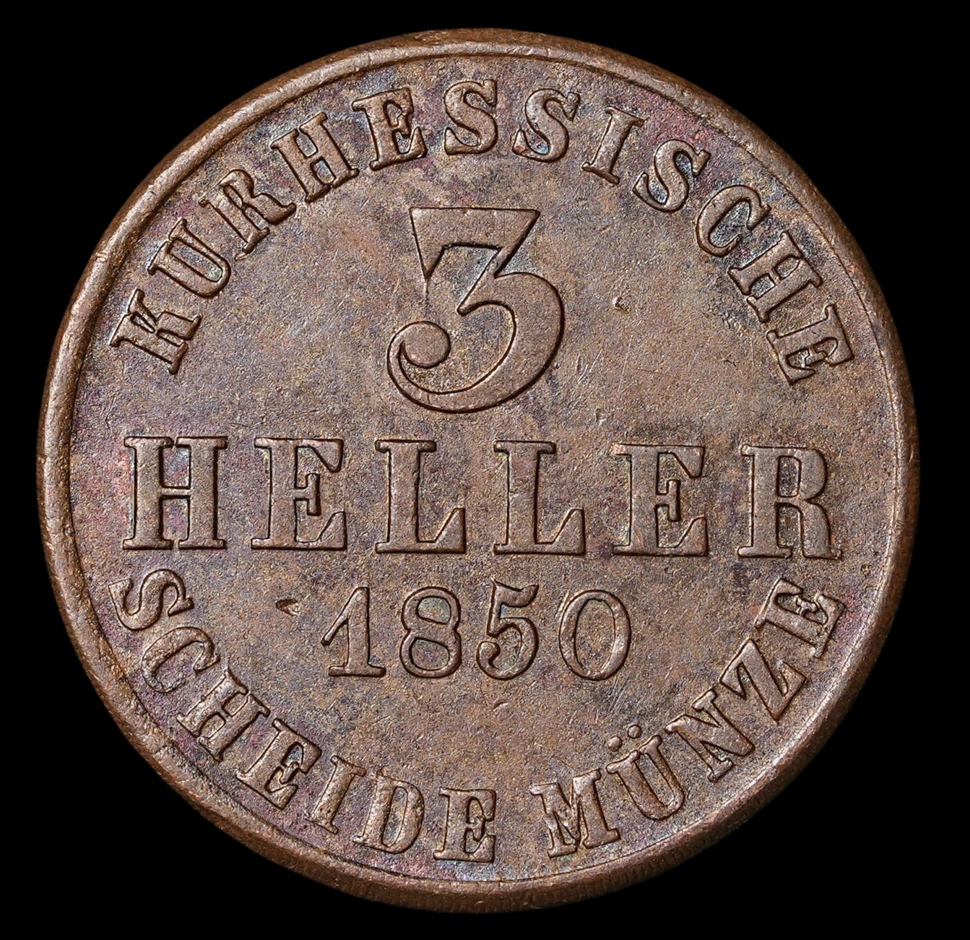 修遠堂世界钱币第四十期 全场包邮 1850年黑森3 HELLER铜币
