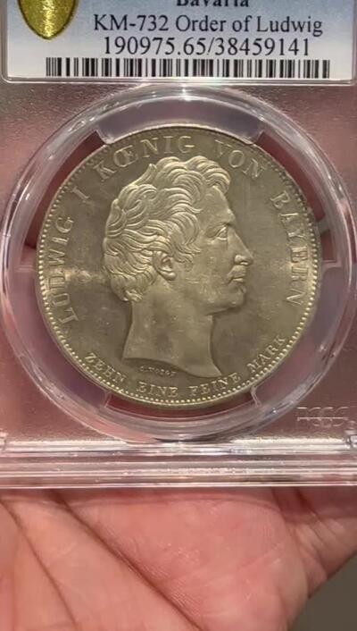 PCGS-MS65 1827巴伐利亚路德维西勋章泰勒大银币唯一冠军
