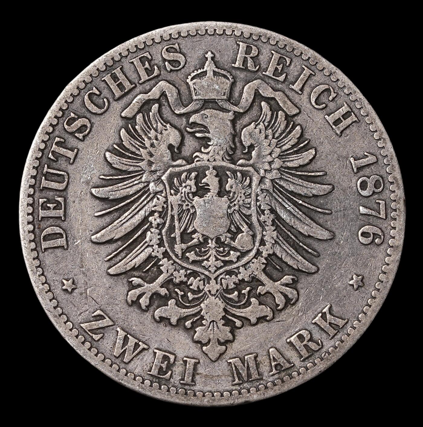 修遠堂世界钱币第四十期 全场包邮 1876年普鲁士2马克银币