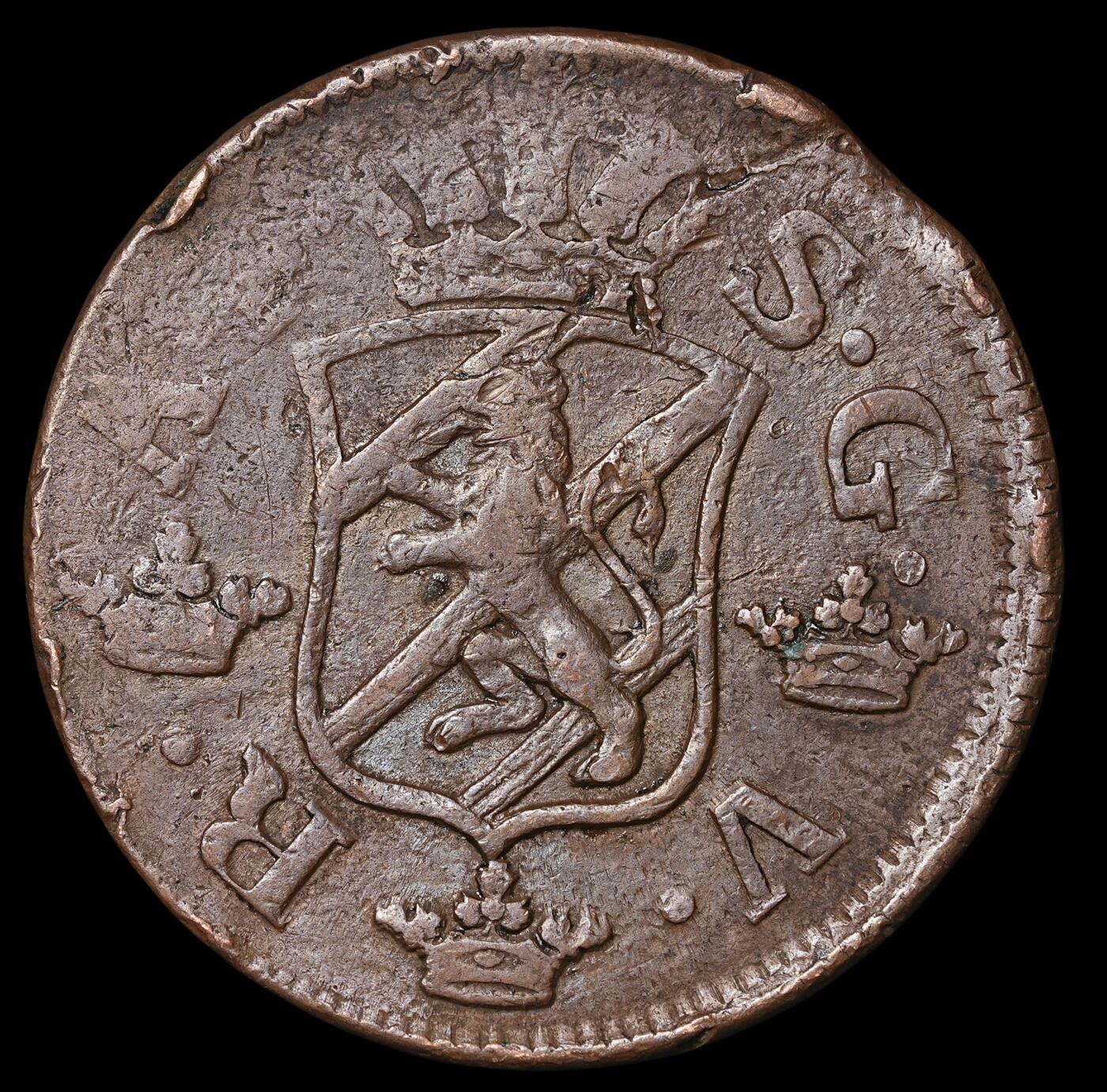 修遠堂世界钱币第四十期 全场包邮 1759年瑞典2欧尔大铜币 重28.44g