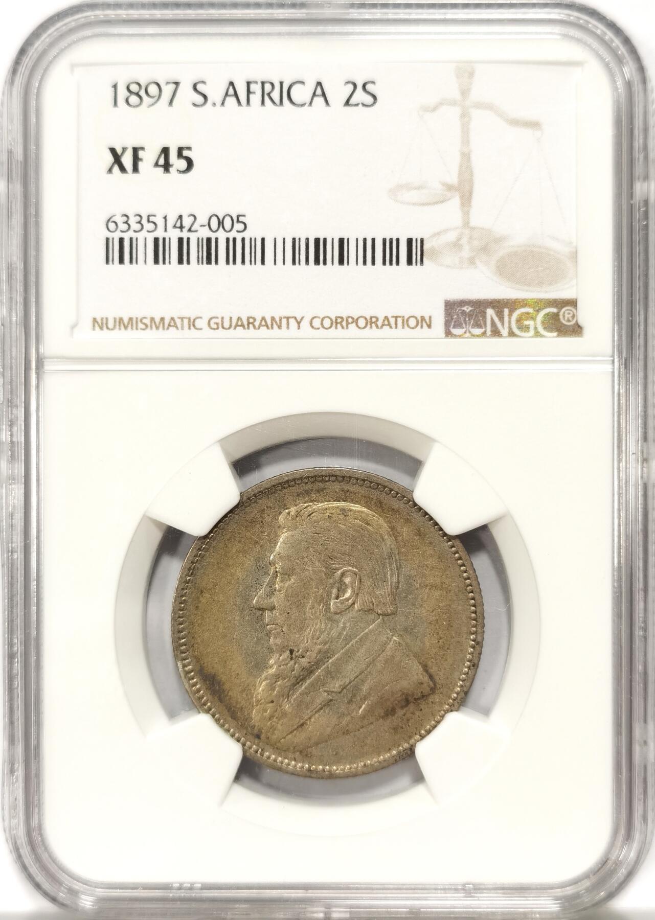 博洋堂世界钱币拍卖第092期（全场包邮） NGC XF45 南非1897年2先令银币，比较少见，状态不错