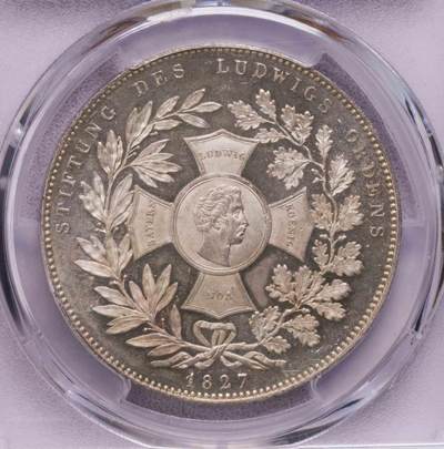 PCGS-MS65 1827巴伐利亚路德维西勋章泰勒大银币唯一冠军 - PCGS-MS65 1827巴伐利亚路德维西勋章泰勒大银币唯一冠军