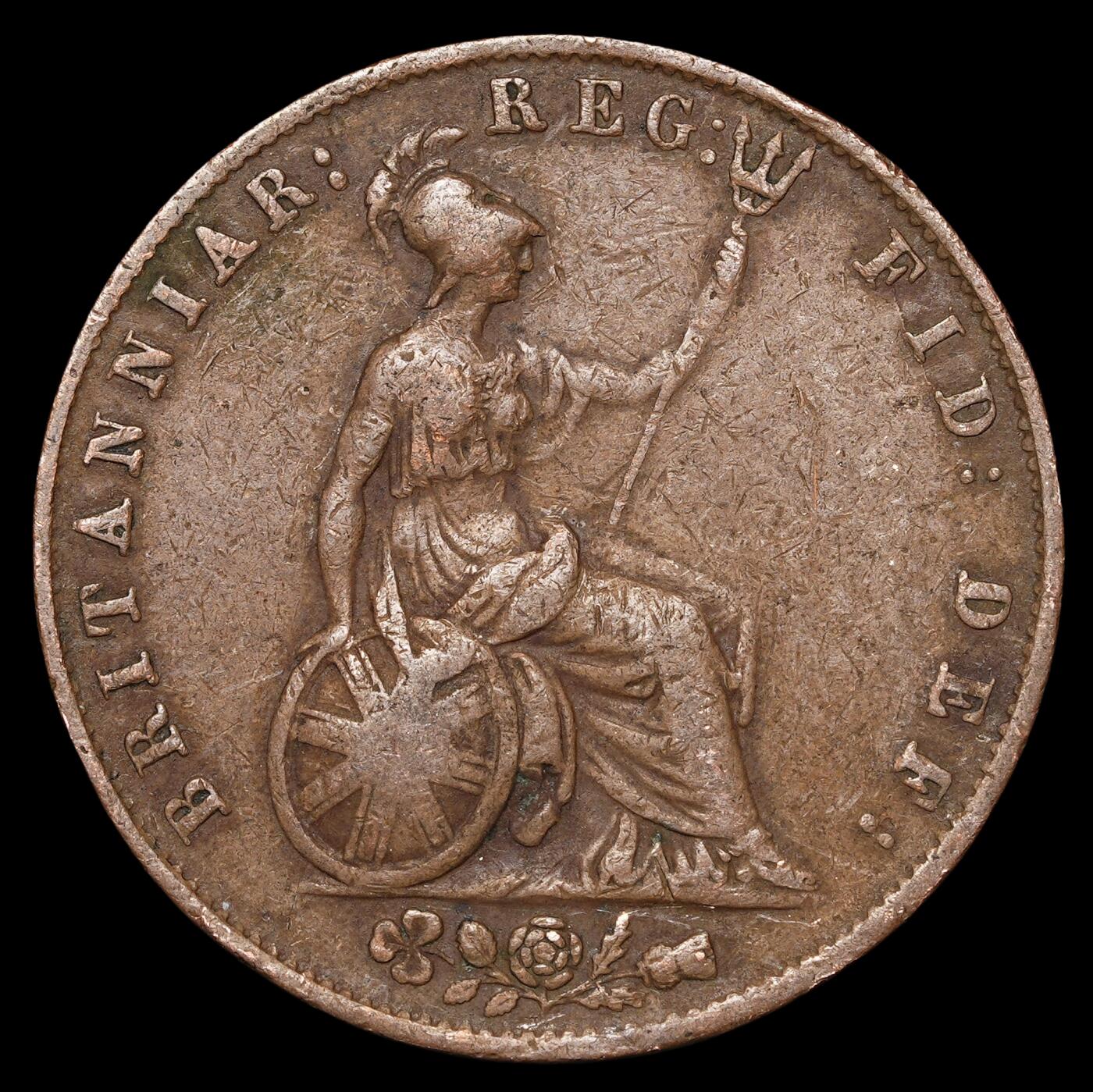 修遠堂世界钱币第四十期 全场包邮 少见年份 1844年英国1/2便士铜币