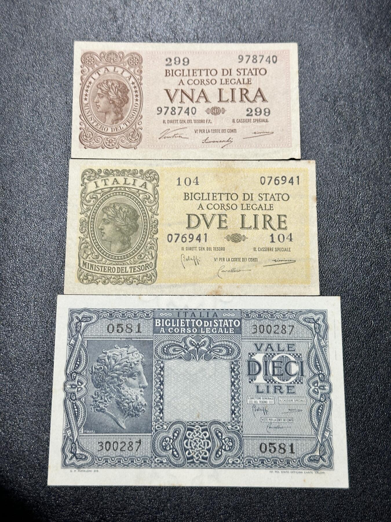 《外钞收藏家》第四百一十八期 意大利三张小面额一起 UNC- 都有点小瑕疵
