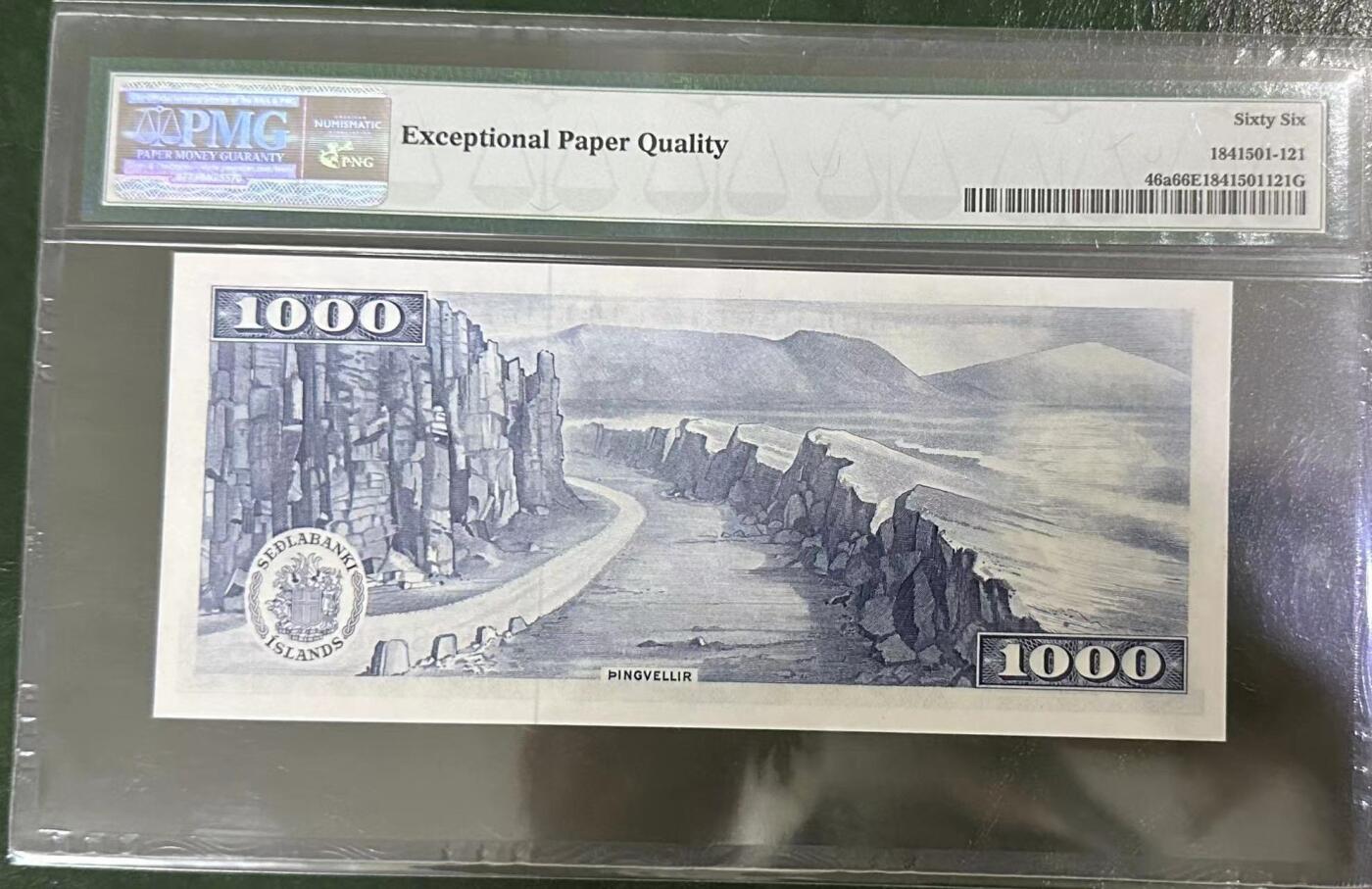 《外钞收藏家》第四百一十九期 PMG66 冰岛1000克朗 1961年 无47