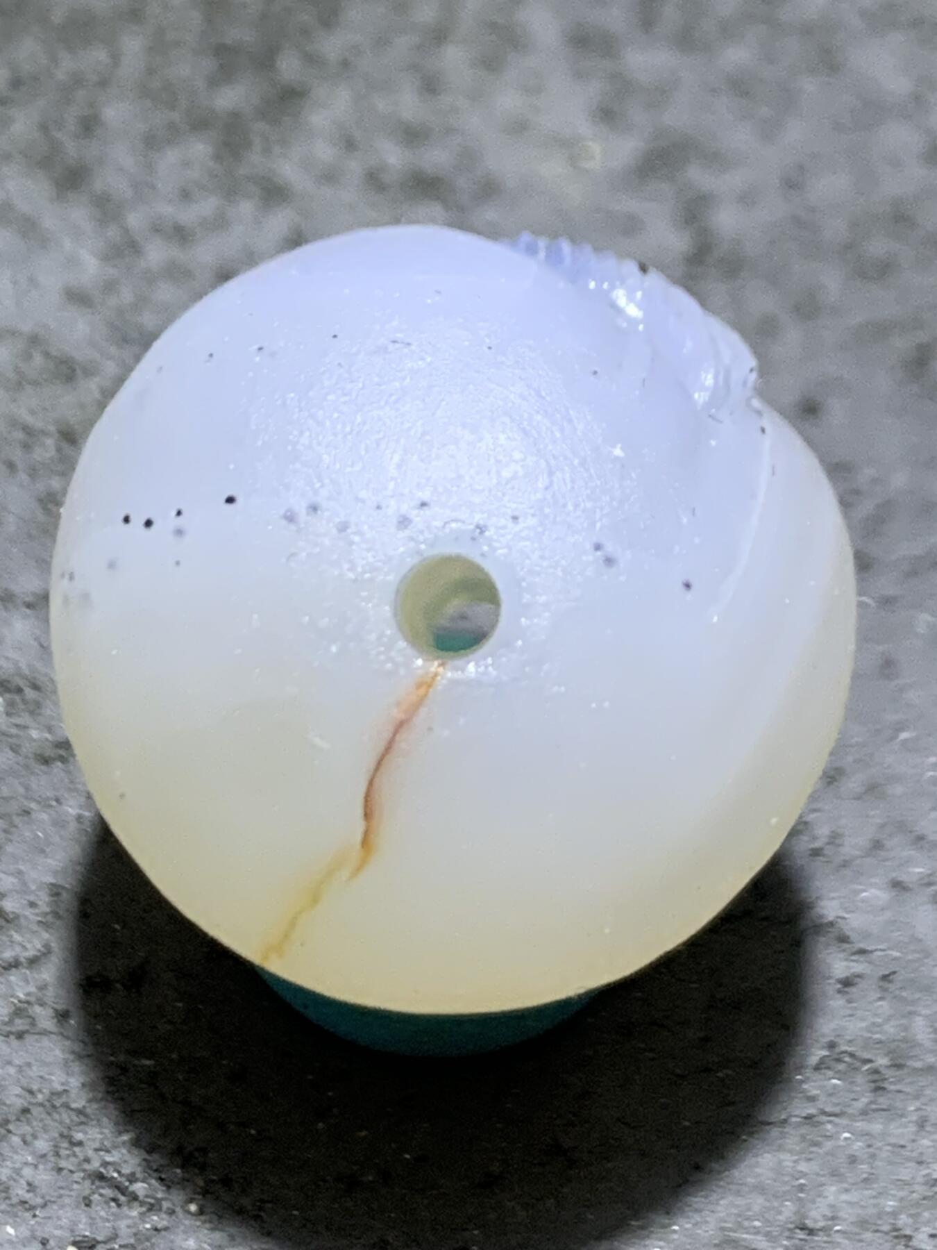 精美高玉化亚光海洋玉髓手工俏色巧雕羽毛2.0随形圆珠一个！