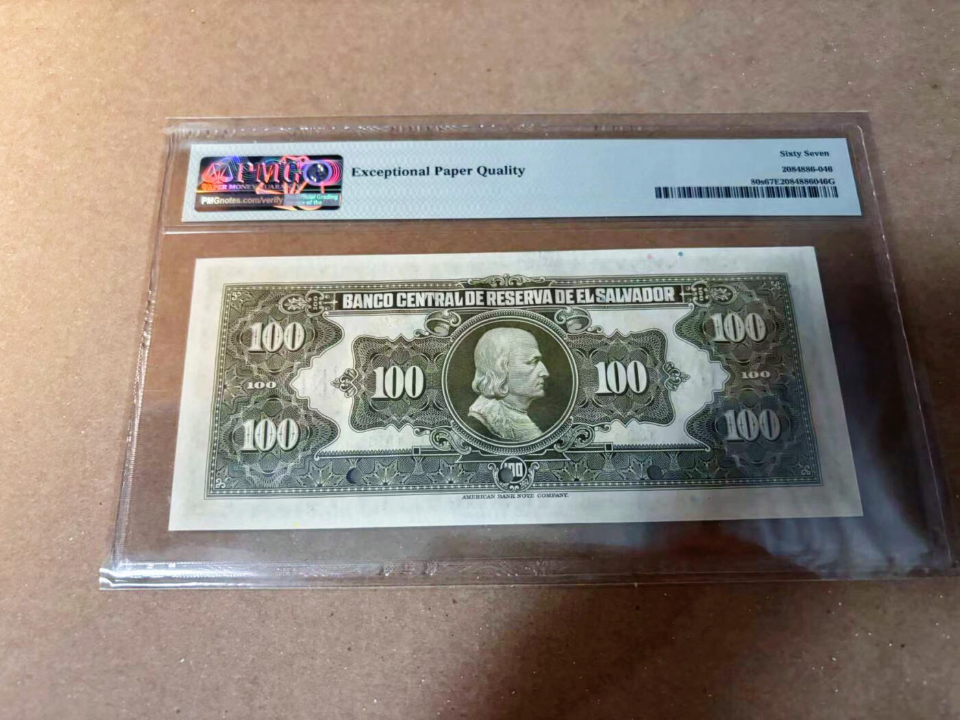 【Blue Auction】✨世界纸币精拍第549期【精】 萨尔瓦多 1934-37年100克朗 丰收女神 PMG67EPQ 高分