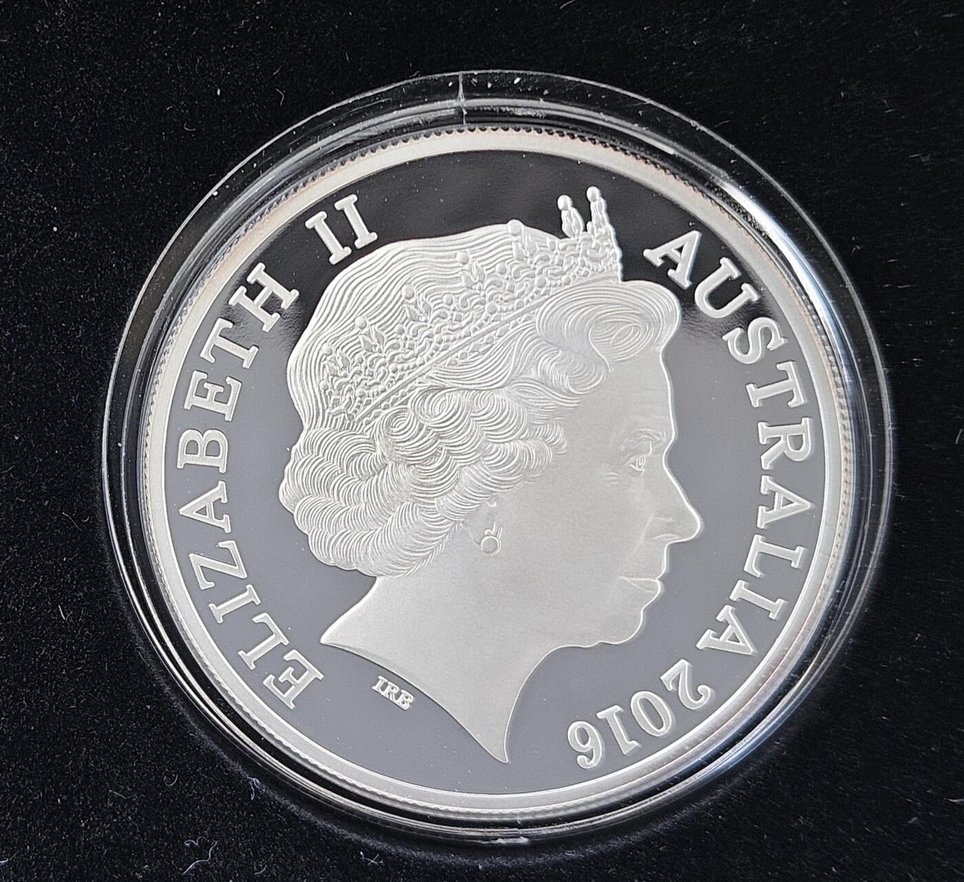 	澳大利亚皇家铸币厂 Australian Royal Mint, 2016 Proof 5$ 1 oz Silver Selectively Gold Plated Coin 40 mm "2016 Australian Olypic Team"  