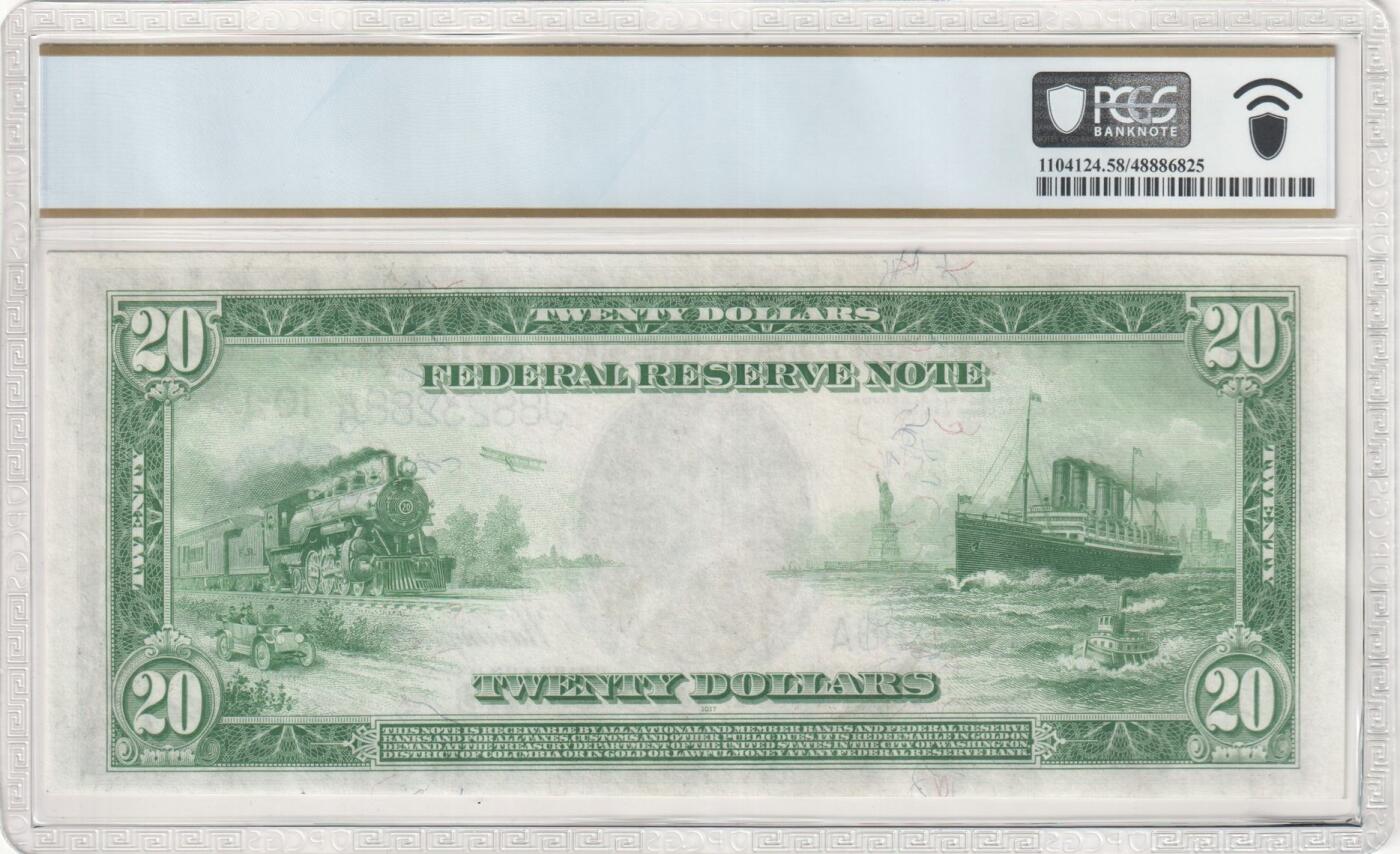 美国1914年20美元堪萨斯版本PCGS58雷达号无47尾88