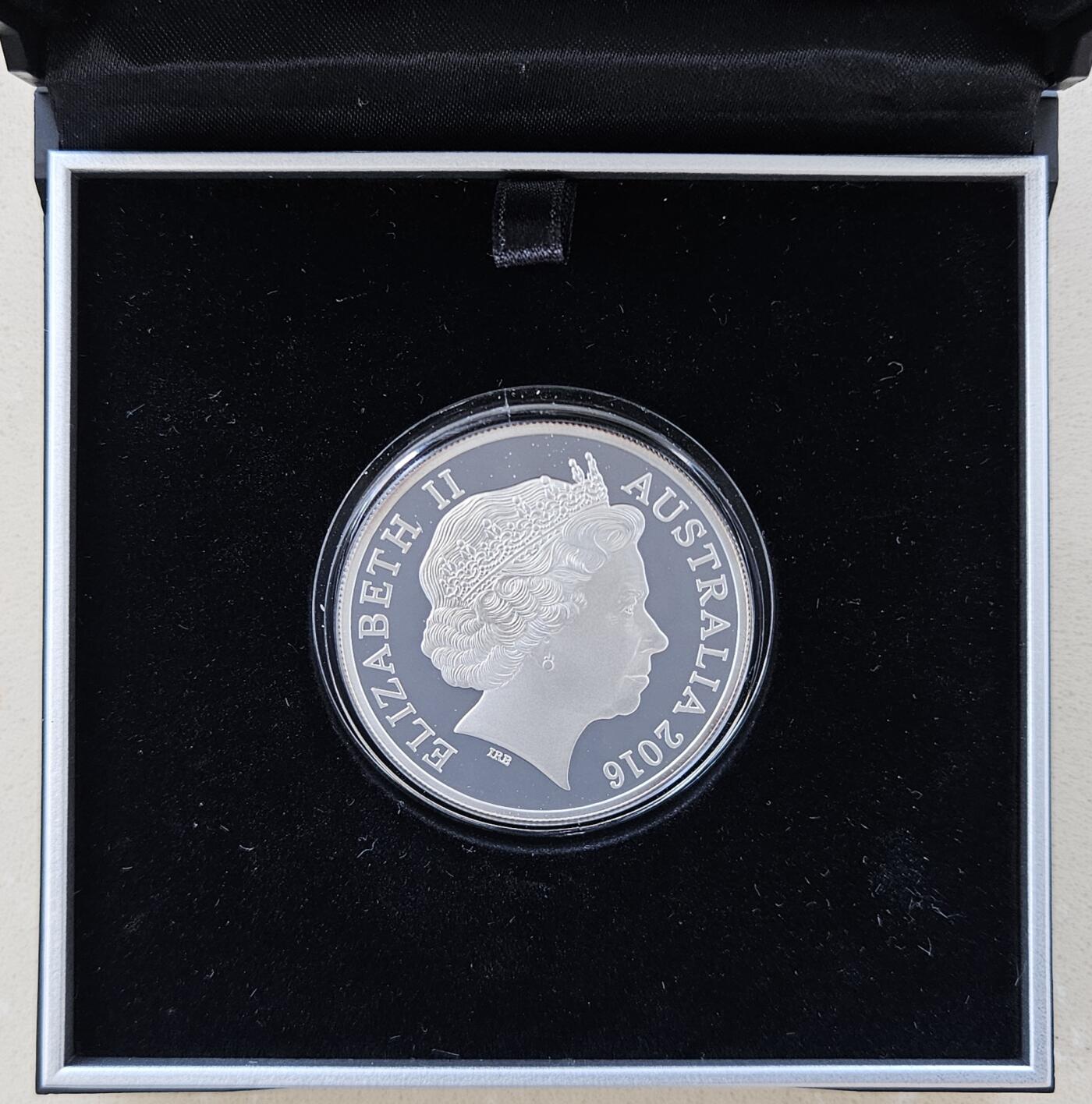	澳大利亚皇家铸币厂 Australian Royal Mint, 2016 Proof 5$ 1 oz Silver Selectively Gold Plated Coin 40 mm "2016 Australian Olypic Team"  
