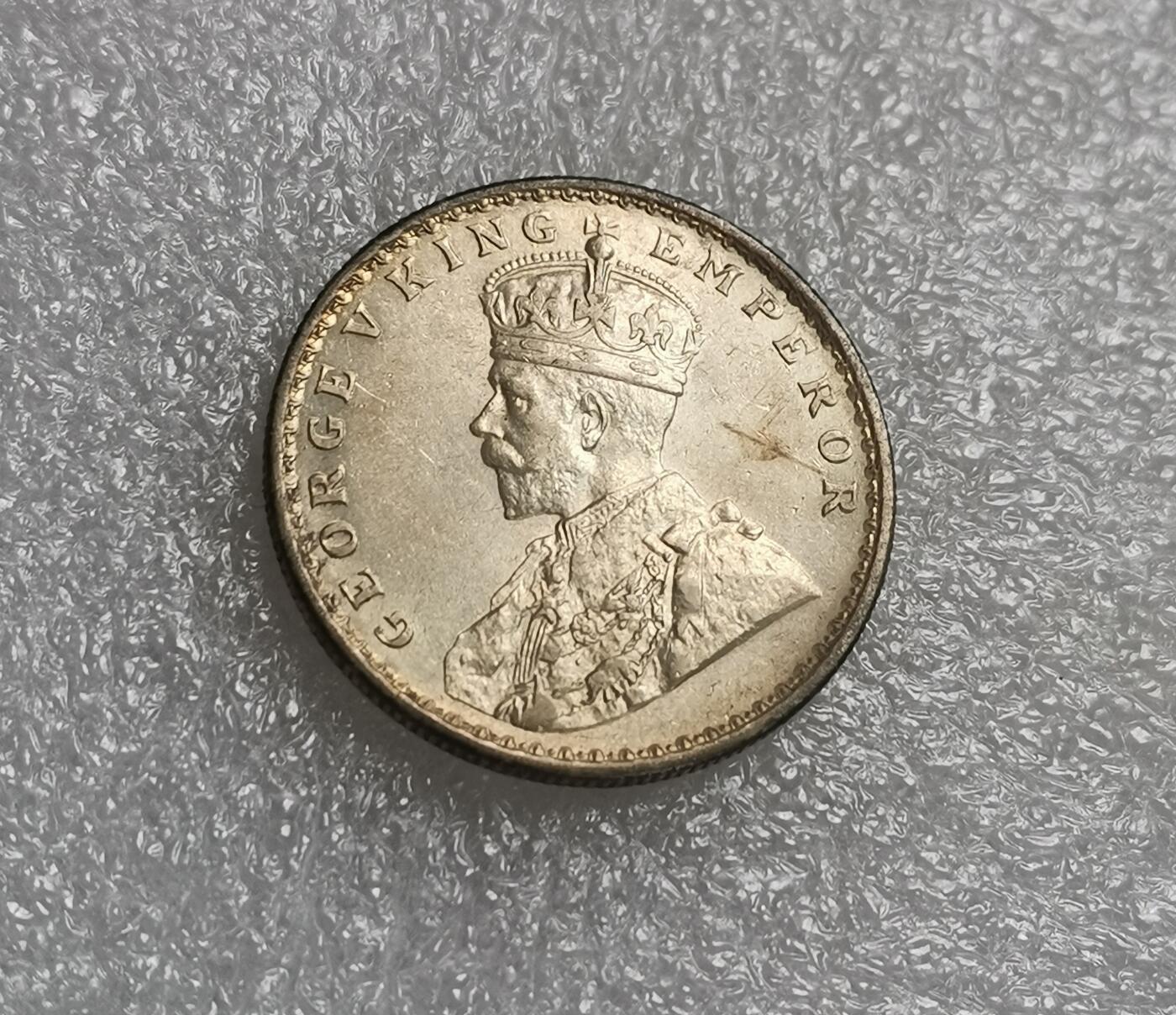 瓶子🏺第160期拍卖会  英属印度1917年乔治五世1卢比银币  原光UNC