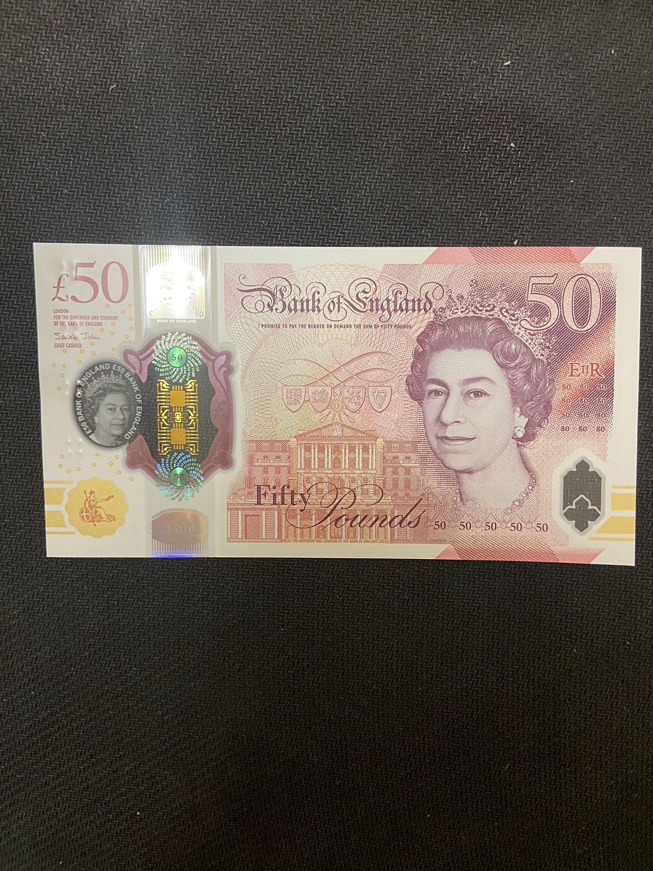 【炜奕收藏】，第十四期，裸钞专场 英国G序列50磅，UNC品相