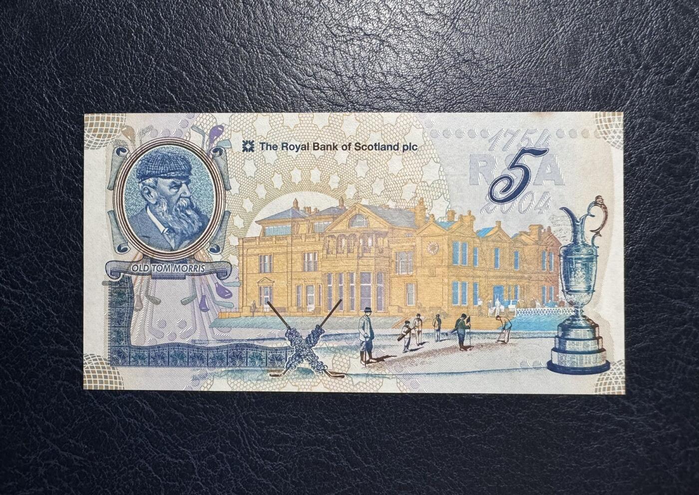 收藏联盟Quantum Auction 第379期拍卖  苏格兰皇家银行2004年5镑高尔夫俱乐部纪念钞 品相AU