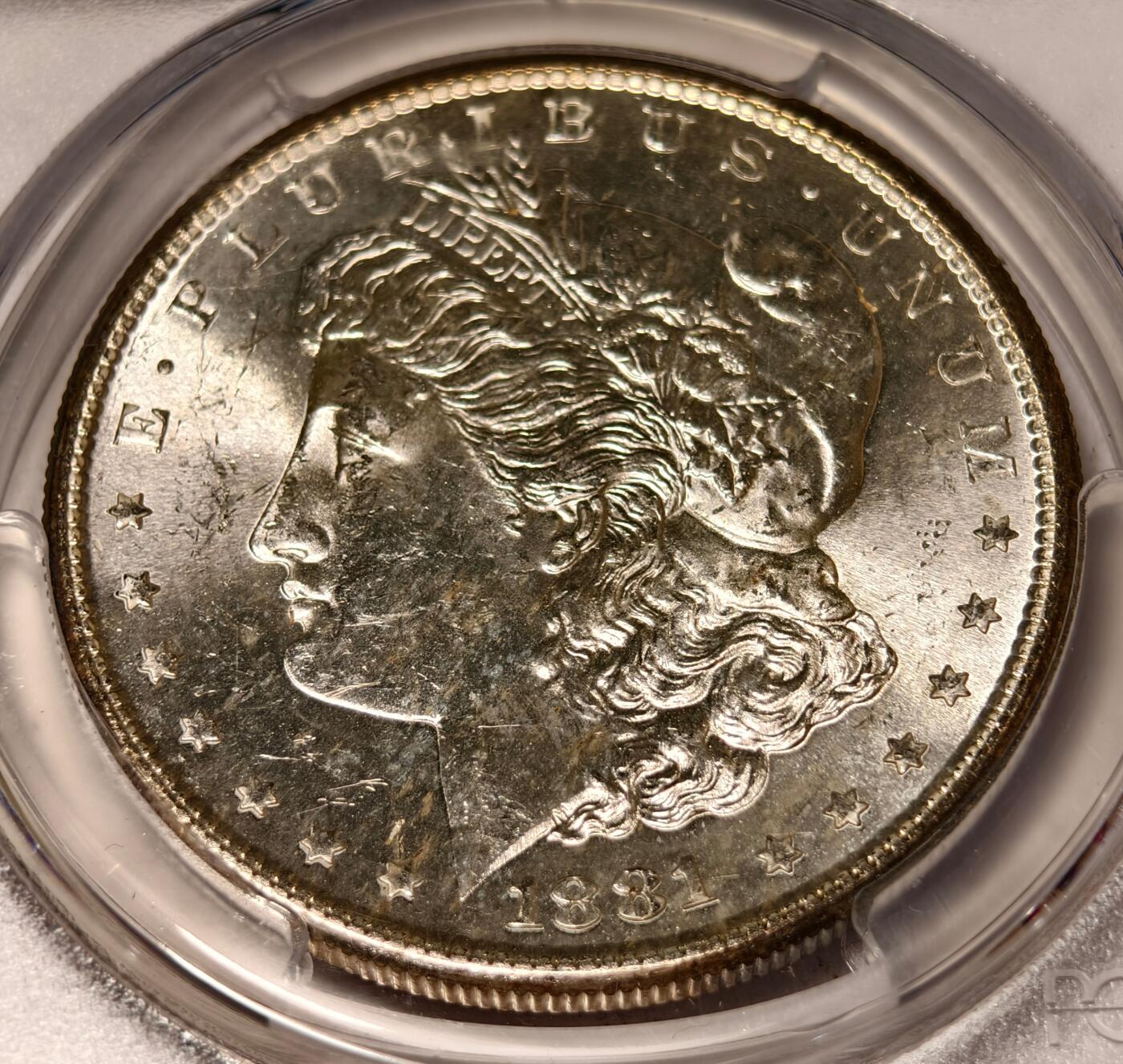 紫瑗钱币——第478期 美国 1881年 S版 摩根 大头妹 1美元 银币 PCGS MS63