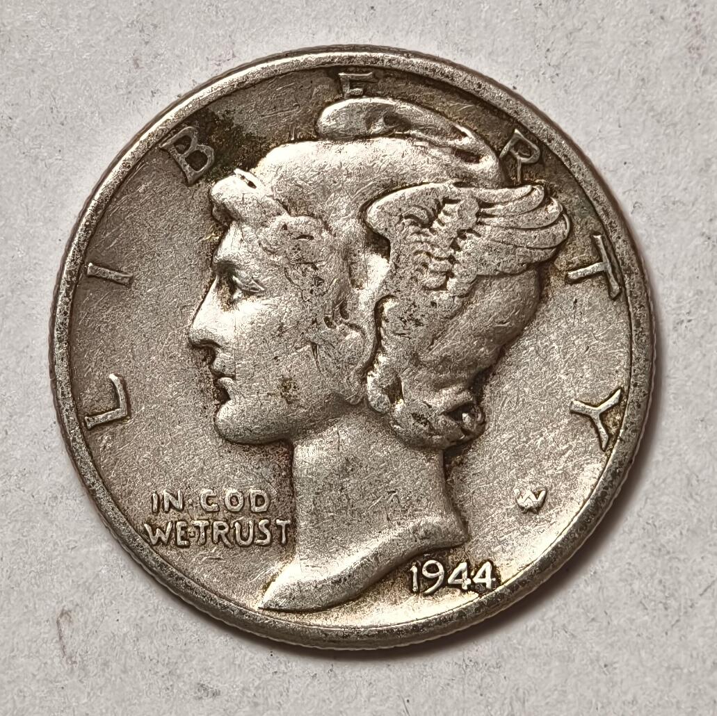 紫瑗钱币——第430期 美国 1944年 墨丘比利 小飞侠 10美分 2.5克 0.9银