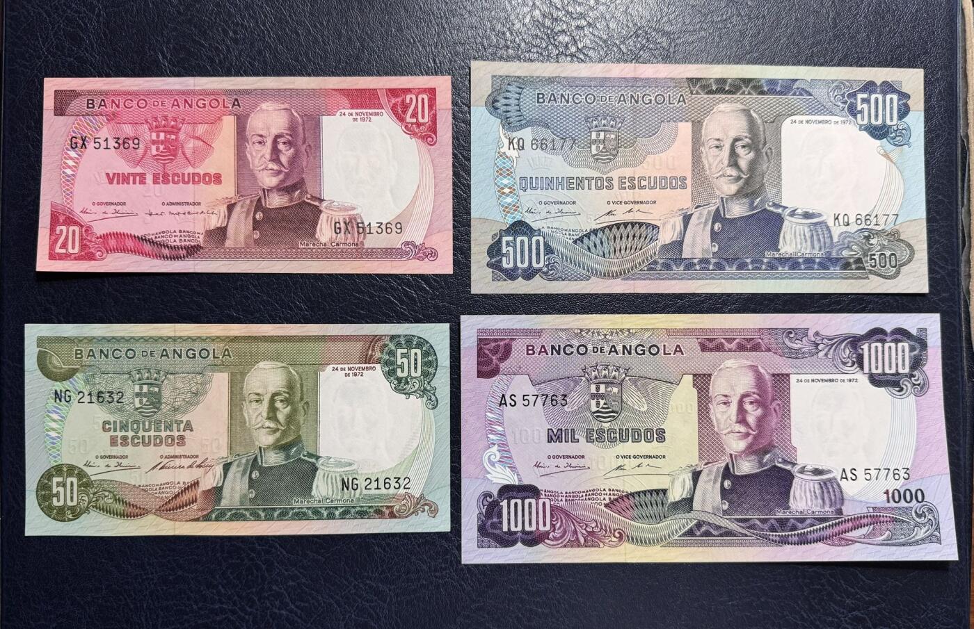 收藏联盟Quantum Auction 第379期拍卖  安哥拉1972年20到1000埃斯库多 品相UNC