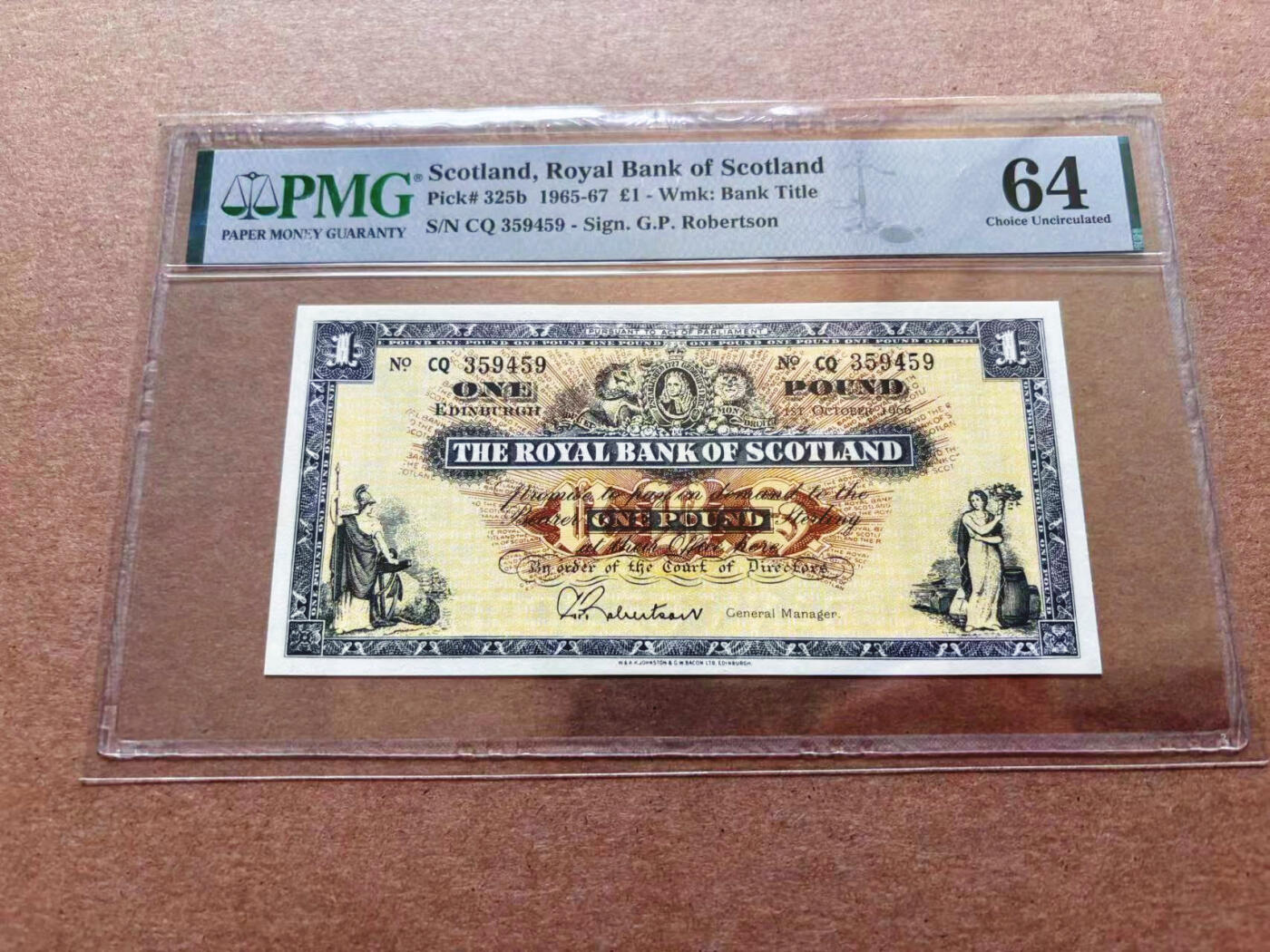 【Blue Auction】✨世界纸币精拍第551期【精】 苏格兰 1965-67年1镑 PMG64