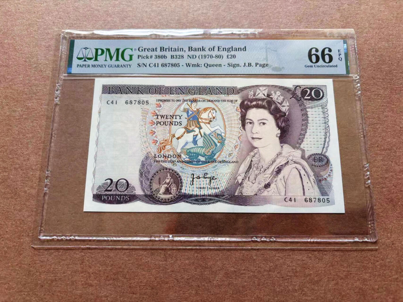 【Blue Auction】✨世界纸币精拍第551期【精】  英国 1970-80年20镑 PMG66EPQ 