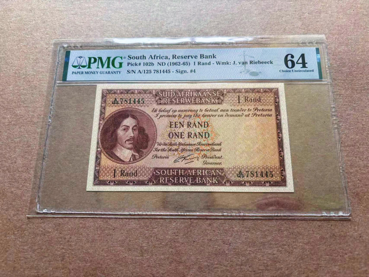 【Blue Auction】✨世界纸币精拍第551期【精】 南非 1962-65年1兰特 PMG64