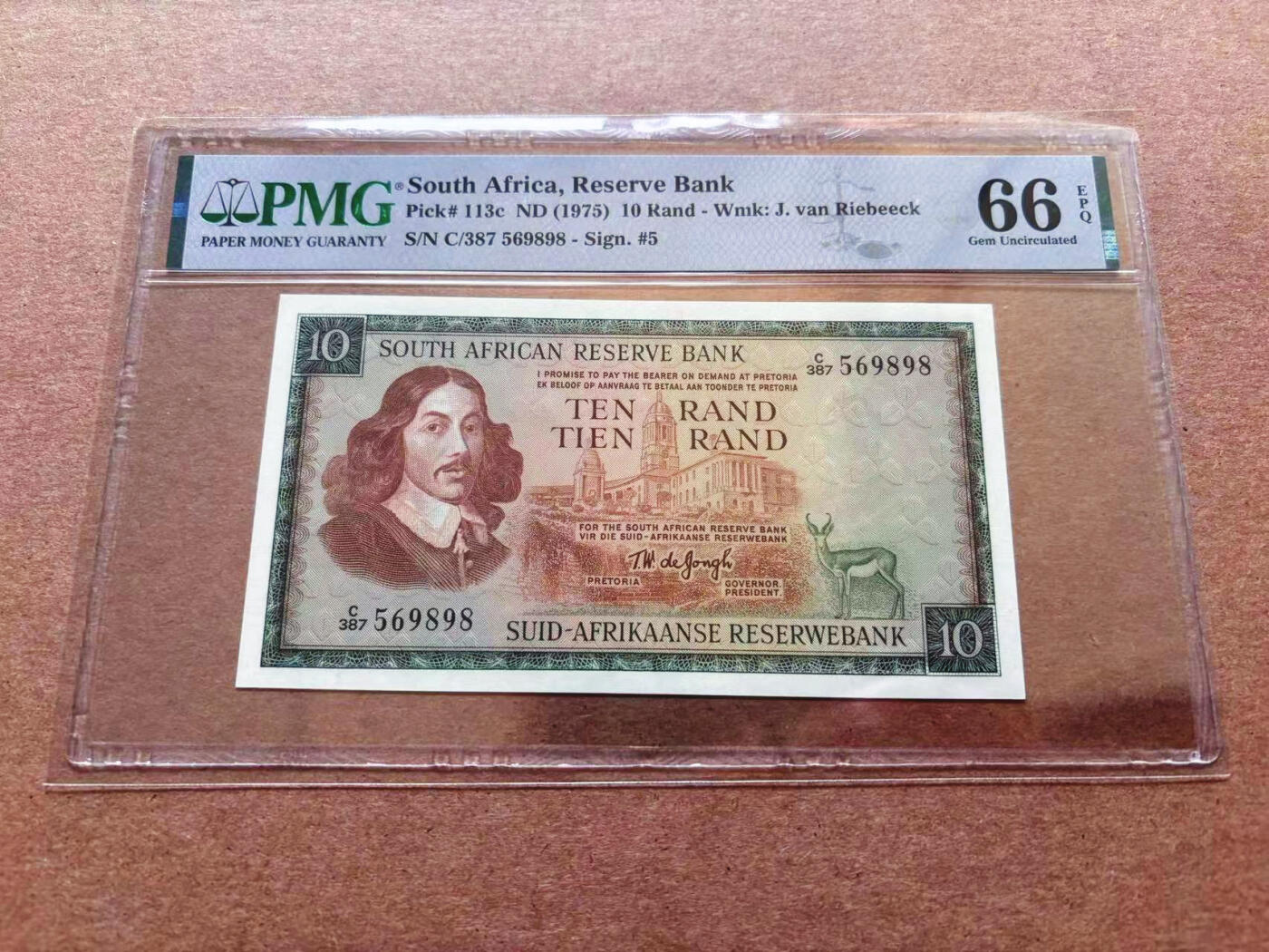 【Blue Auction】✨世界纸币精拍第551期【精】 【无47】南非 1975年10兰特 PMG66EPQ 