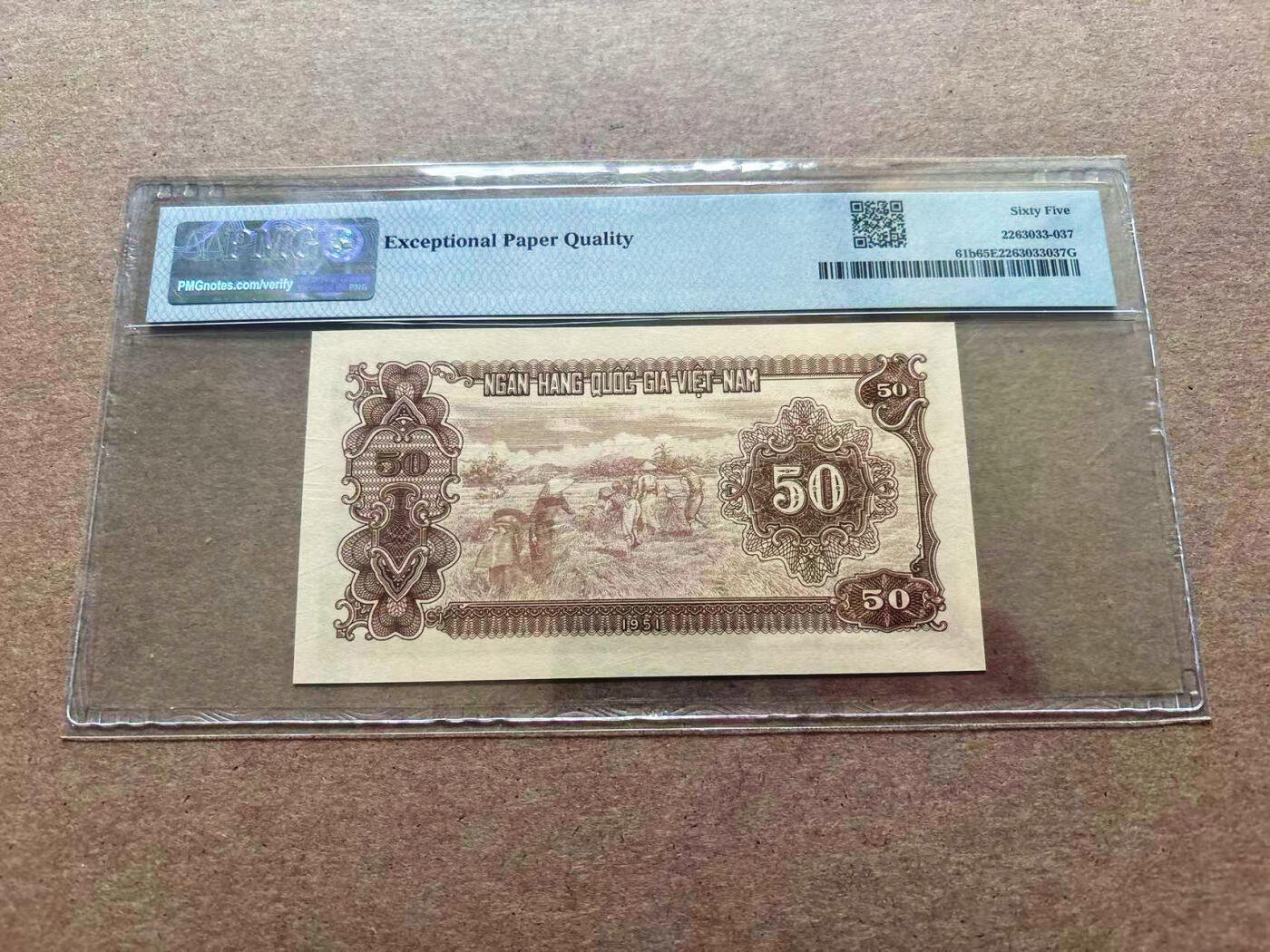 【Blue Auction】✨世界纸币精拍第551期【精】 【88尾】越南 1951年50盾 胡志明 PMG65EPQ 