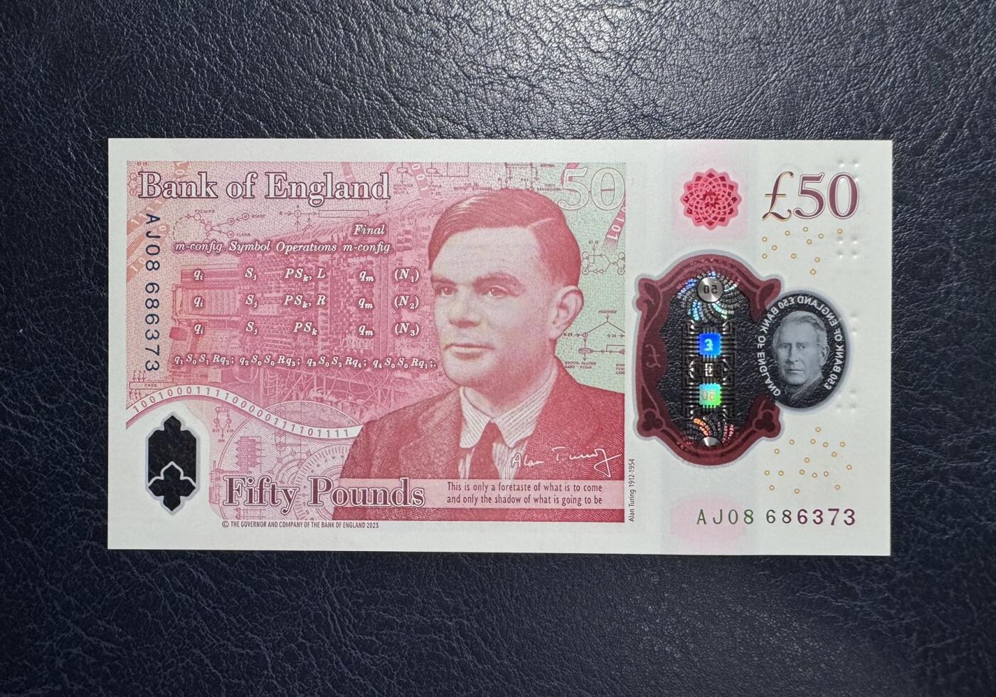 收藏联盟Quantum Auction 第379期拍卖  英国2024年50镑 品相全新UNC 号码无4 AJ冠 查理三世国王 