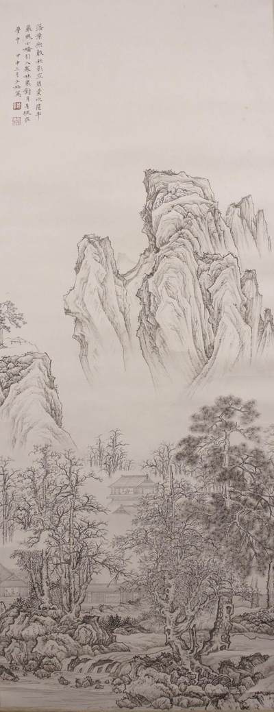 承乾2024金秋喜迎国庆文物拍卖 - 陈少梅白描《山水人物图》