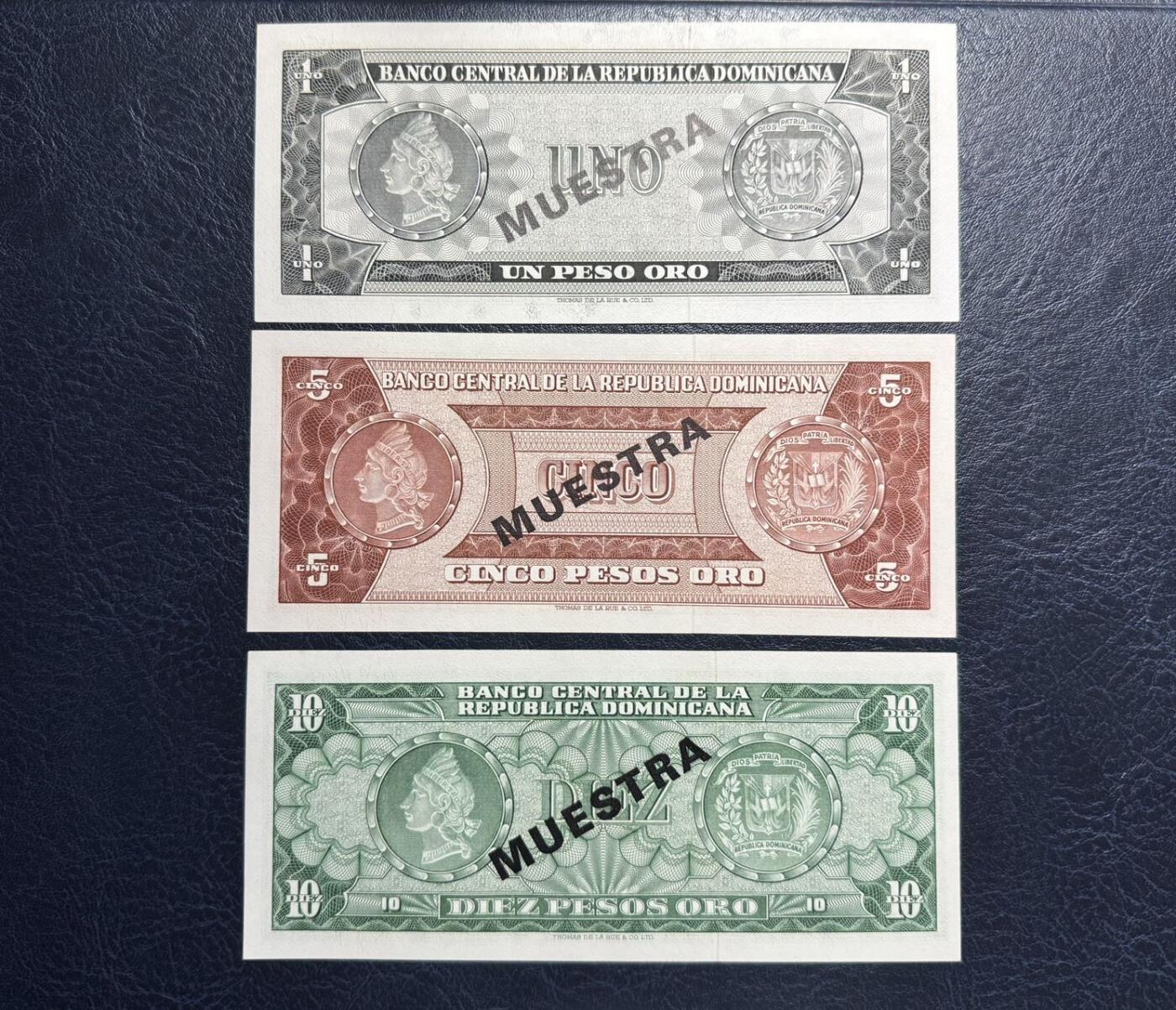 收藏联盟Quantum Auction 第379期拍卖  多米尼加共和国1964-74年1到100比索样票 品相UNC 100比索有潮斑 