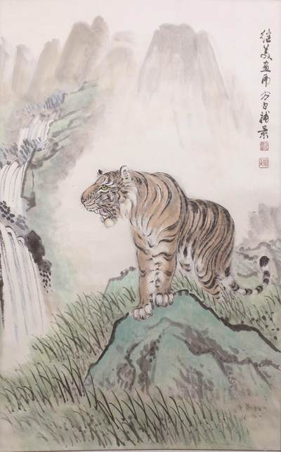 承乾2024金秋喜迎国庆文物拍卖 - 李方白夫妇合作《虎啸》