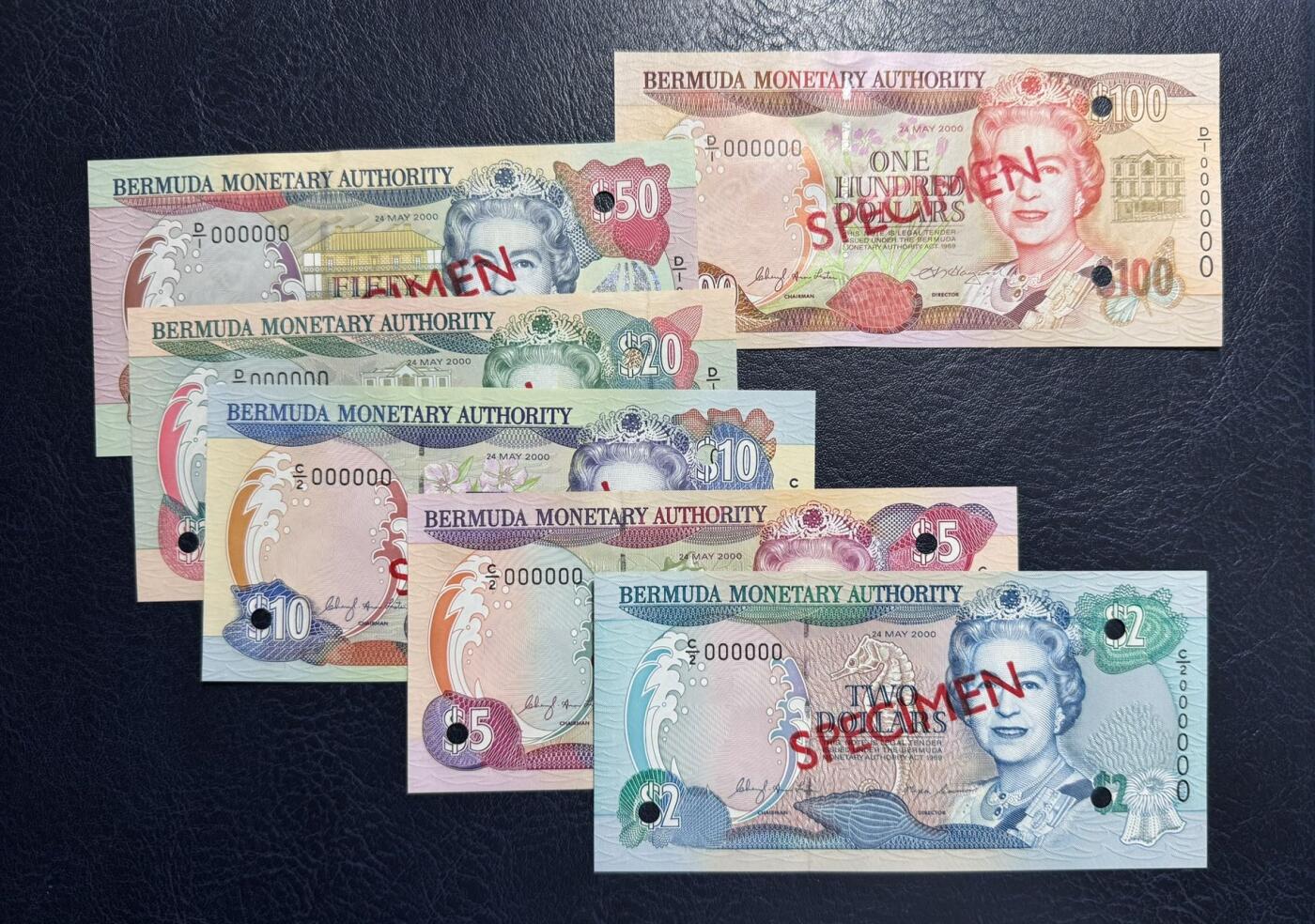 收藏联盟Quantum Auction 第379期拍卖  百慕大群岛2000年2到100元样票 品相UNC 多数面值有很轻微的潮点