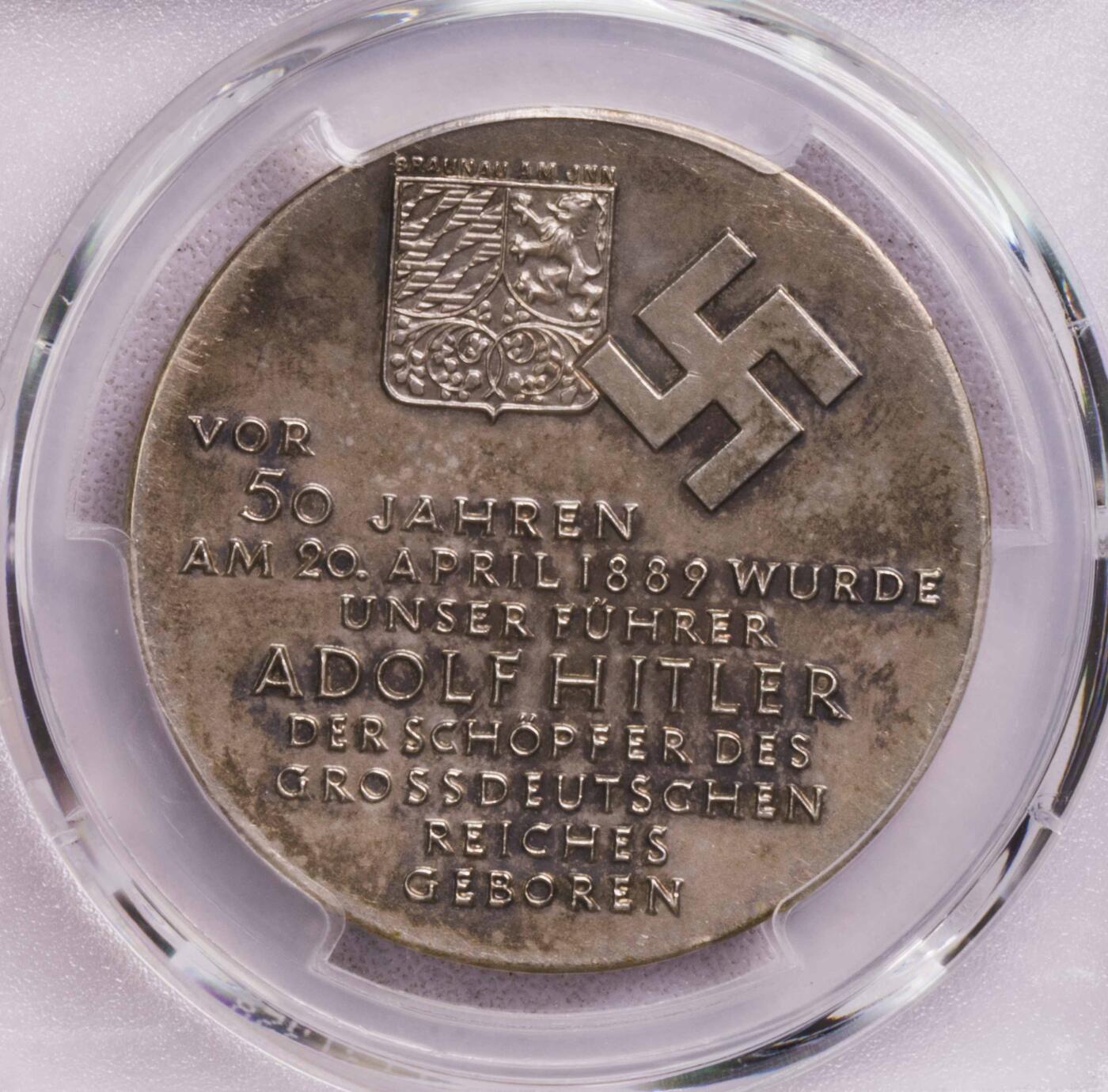 PCGS-SP62 1939德国小湖60大寿银章 包浆