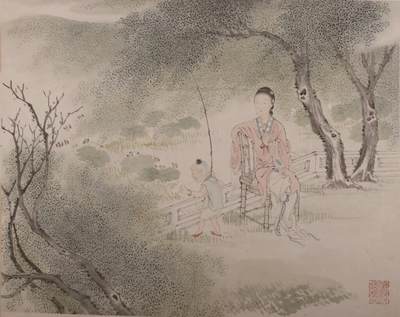 承乾2024金秋喜迎国庆文物拍卖 - 人物教子图两幅