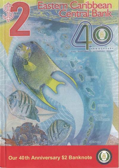 【原装册】美洲-东加勒比-2元-中央银行成立40周年-塑料钞-纪念钞-AA首冠 - 【原装册】美洲-东加勒比-2元-中央银行成立40周年-塑料钞-纪念钞-AA首冠