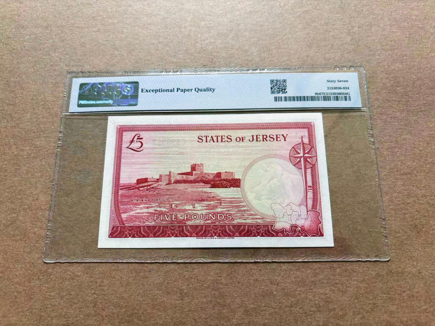 【Blue Auction】✨世界纸币精拍第551期【精】 泽西 1963年5镑 戎装女王 PMG67EPQ 高分 