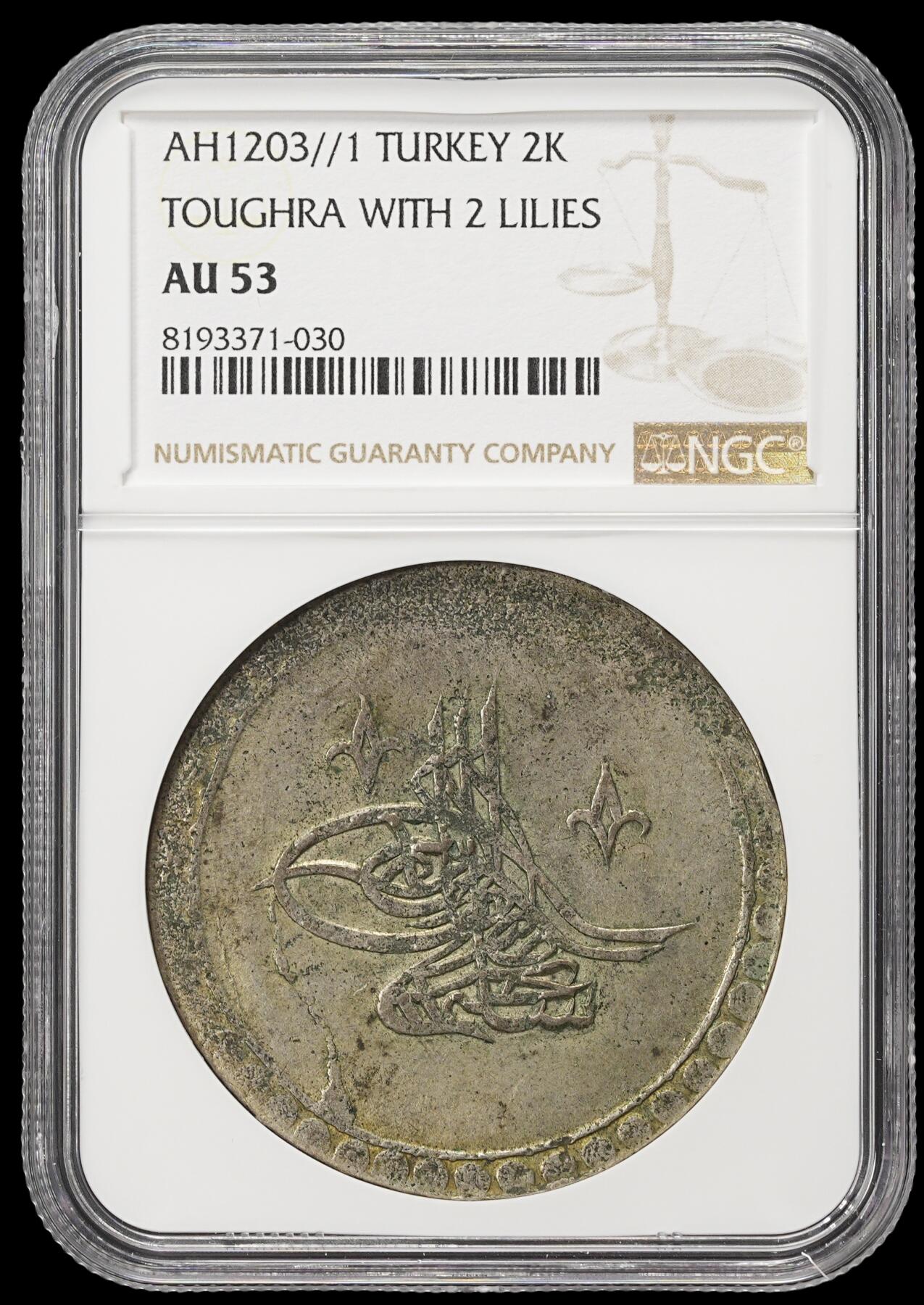 修遠堂世界钱币第四十一期 全场包邮 NGC A53 AH1203//1年奥斯曼帝国 2 KURUSH大银币 25多克的大银币 18世纪末期 原味品