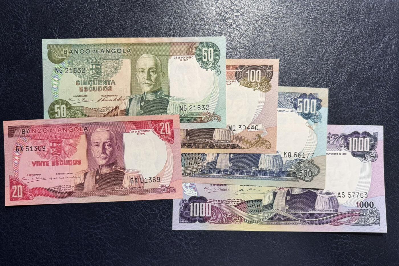 收藏联盟Quantum Auction 第379期拍卖  安哥拉1972年20到1000埃斯库多 品相UNC