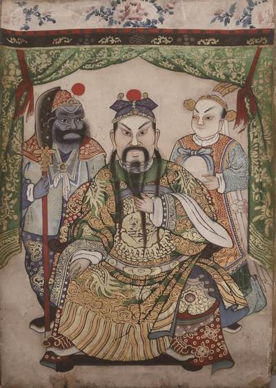 承乾2024金秋喜迎国庆文物拍卖 - 手绘描金关公画像